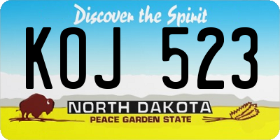 ND license plate KOJ523