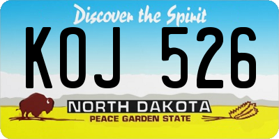 ND license plate KOJ526
