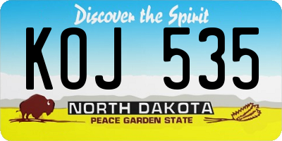 ND license plate KOJ535