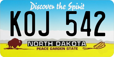 ND license plate KOJ542