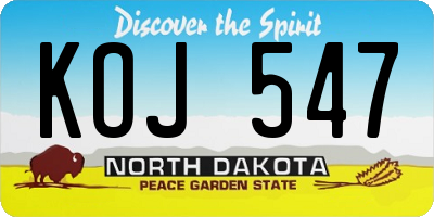 ND license plate KOJ547