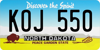 ND license plate KOJ550