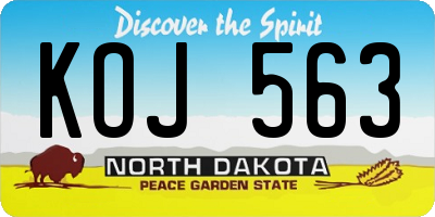 ND license plate KOJ563