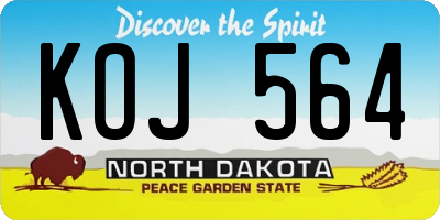 ND license plate KOJ564