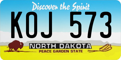 ND license plate KOJ573