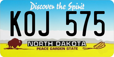 ND license plate KOJ575