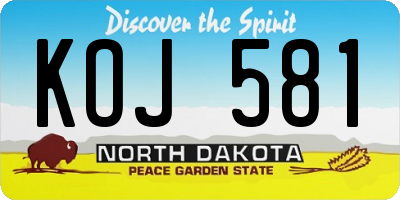 ND license plate KOJ581