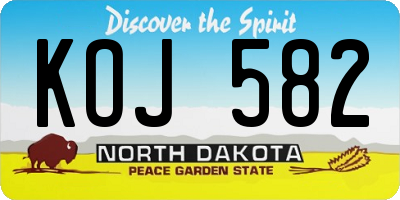 ND license plate KOJ582
