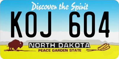 ND license plate KOJ604