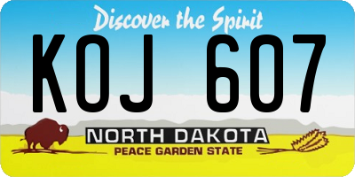 ND license plate KOJ607