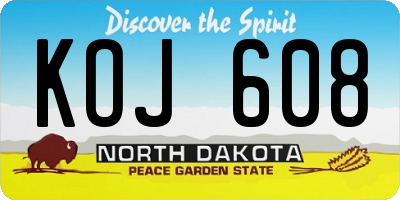 ND license plate KOJ608