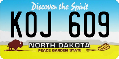 ND license plate KOJ609