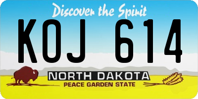 ND license plate KOJ614