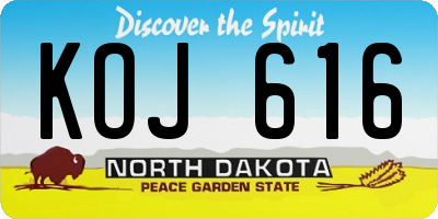 ND license plate KOJ616