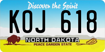 ND license plate KOJ618
