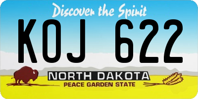 ND license plate KOJ622