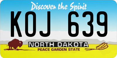 ND license plate KOJ639