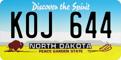 ND license plate KOJ644