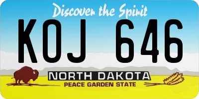ND license plate KOJ646