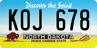 ND license plate KOJ678