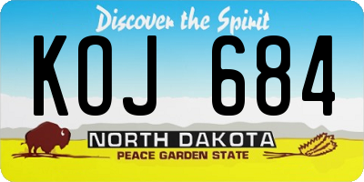 ND license plate KOJ684