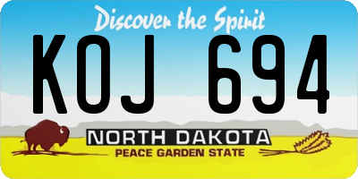 ND license plate KOJ694