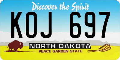 ND license plate KOJ697
