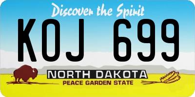 ND license plate KOJ699