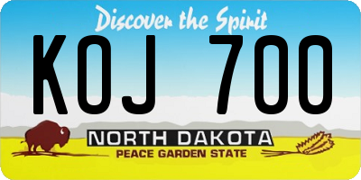 ND license plate KOJ700