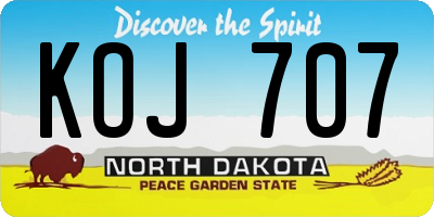 ND license plate KOJ707