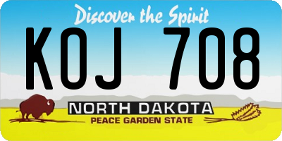 ND license plate KOJ708
