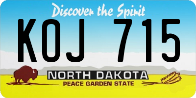 ND license plate KOJ715