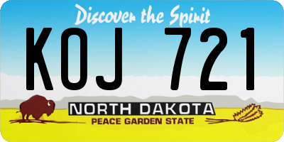 ND license plate KOJ721