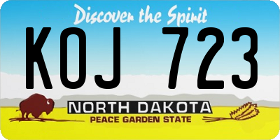 ND license plate KOJ723