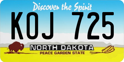 ND license plate KOJ725