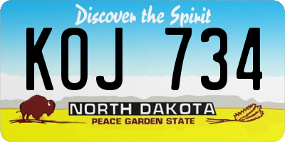 ND license plate KOJ734