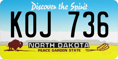 ND license plate KOJ736