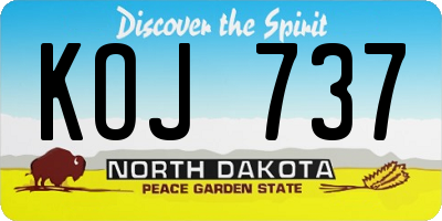ND license plate KOJ737
