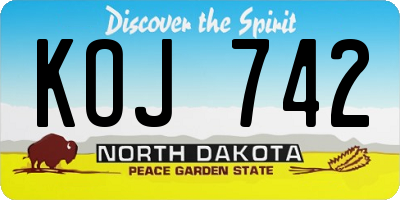 ND license plate KOJ742