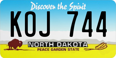 ND license plate KOJ744