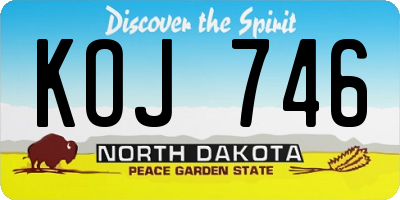 ND license plate KOJ746