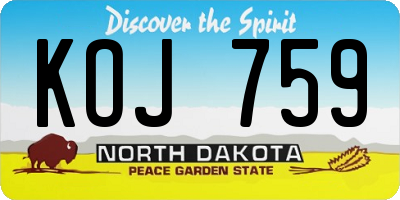 ND license plate KOJ759