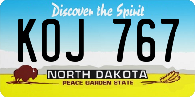 ND license plate KOJ767