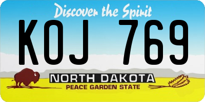 ND license plate KOJ769