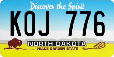ND license plate KOJ776