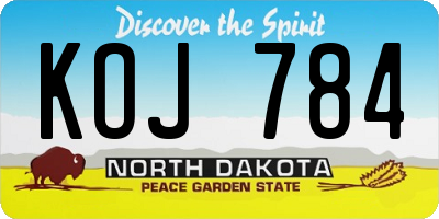 ND license plate KOJ784