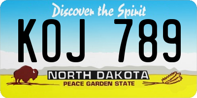 ND license plate KOJ789