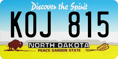 ND license plate KOJ815