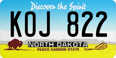 ND license plate KOJ822