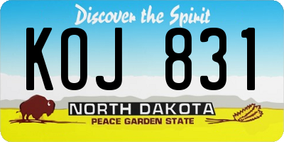 ND license plate KOJ831